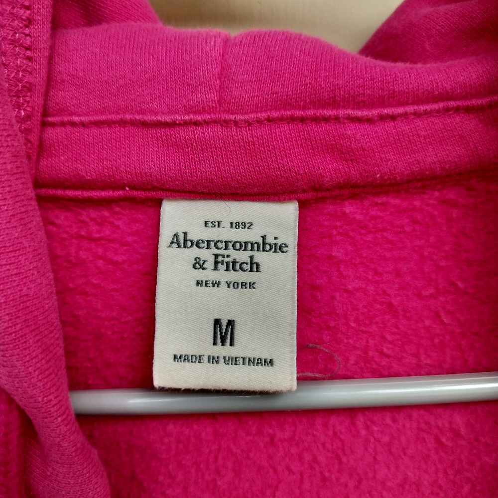 Abercrombie‎ & Fitch Y2K Logo Applique Hoodie Pink A&F Classic Preppy - Picture 5 of 8